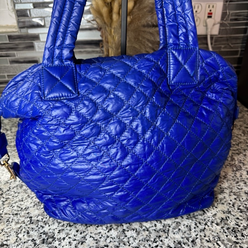 Urban Fit by Urban Expressions | Women's Blue Quilted Nylon Puffer Bag - Picture 2 of 13